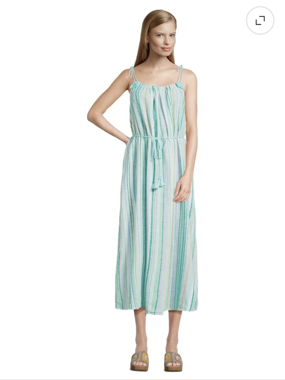 Time and Tru Women's Tie Shoulder Midi Dress, XS